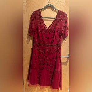 Adrianna Papell size 12 deep red dress with sequins